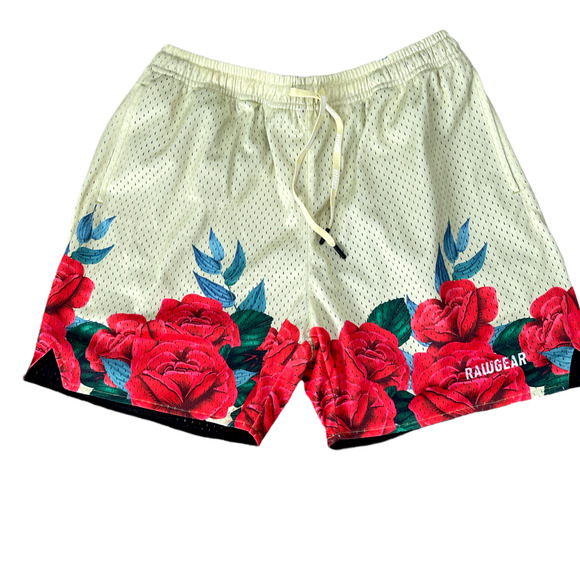 RawGear Pants - RawGear Shorts Women PolyKnit Preforated Floral GYM YOGA Shorts Sz M